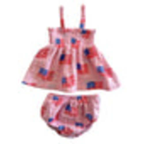 Muslin Smocked Top & Bloomer, American Flag Pink – SpearmintLOVE