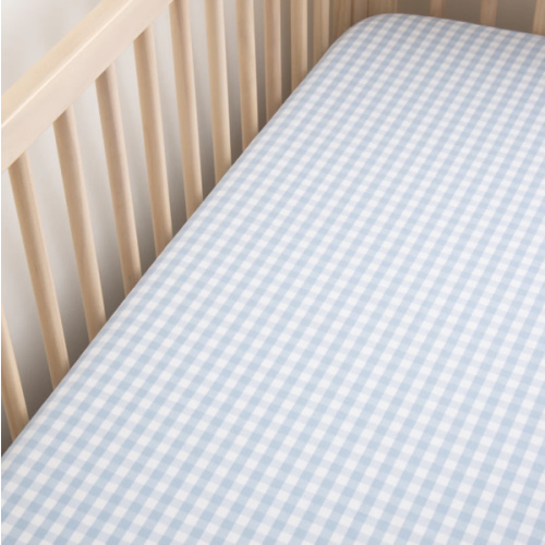 Luxe Premium Light Blue Gingham Crib Sheet