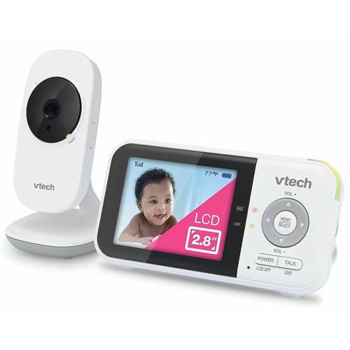 VTech VM819 Baby Monitor with Camera and Audio, 2.8” Screen Portable Baby Camera, Night Vision, 2-Way Audio, Temperature Sensor and Lullabies, Secure Transmission No WiFi, Ideal for Baby/Elderly/Pet