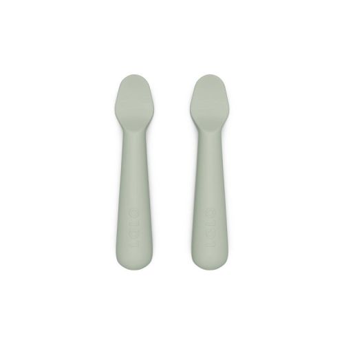 Lalo 2pk Silicone Baby Spoons - Sage