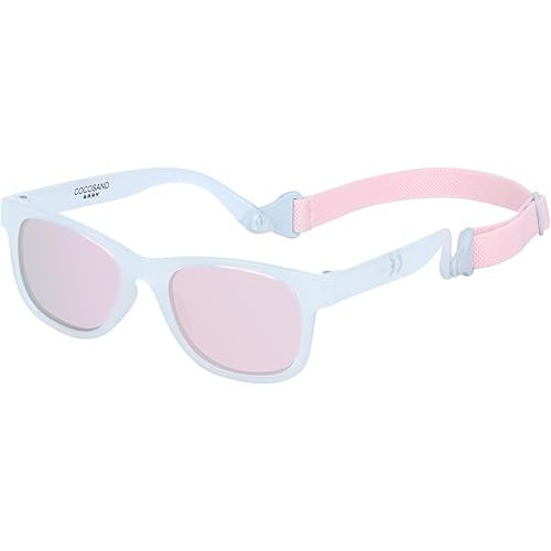 COCOSAND Flexible Baby Sunglasses with Strap Polarized UV Protection for Toddler Infant Newborn Boys Grils Age 0-24 Months