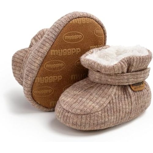 Infant Baby Boys Girls Cozy Fleece Booties Stay on Slippers Non Slip Soft Gripper Sock Shoes Toddler First Walker Newborn Crib Birthday Shower Gift