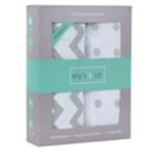 Waterproof 100% Jersey Cotton Waterproof Changing Pad Cover, Grey Chevron & Polka Dots, 2 Count