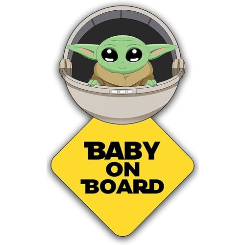 Super Cute Baby Yoda on Board - Clear Visible Baby on Board Sign (Parent) (One Pack)