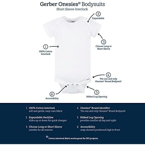 Gerber baby-boys 5 Pack Onesies Multi-packs Bundle Interlock 180 Gsm