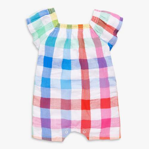 Clearance baby flutter sleeve shortie in rainbow gingham | Primary.com