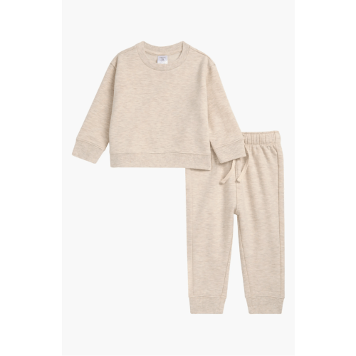 Core Fleece Sweatshirt & Joggers Set / 6M (beige oatmeal)