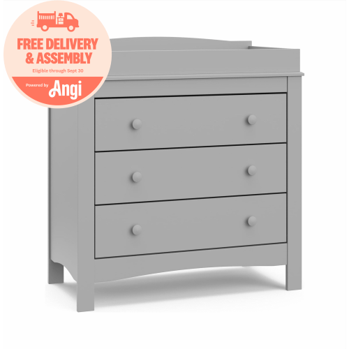Graco Noah 3 Drawer Infant Diaper Changing Table Dresser, Pebble Gray