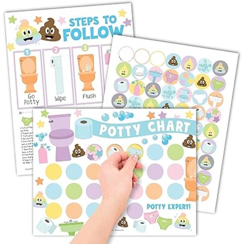Hadley Designs Potty Training Chart for Girls with Fun Reward Stickers – 10 Potty Chart for Toddlers Girls, 8.5x11" Potty Training Sticker Chart for Toilet Success, Pastel Reward Chart for Kids