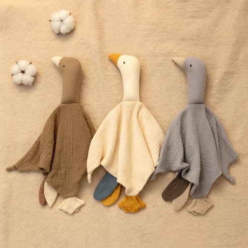Pure Cotton Muslin Goose Baby Lovey | Soft Baby Comfort Toy | Newborn Soothing Blanket | Toddler Burp Cloth | Handmade Baby Gift