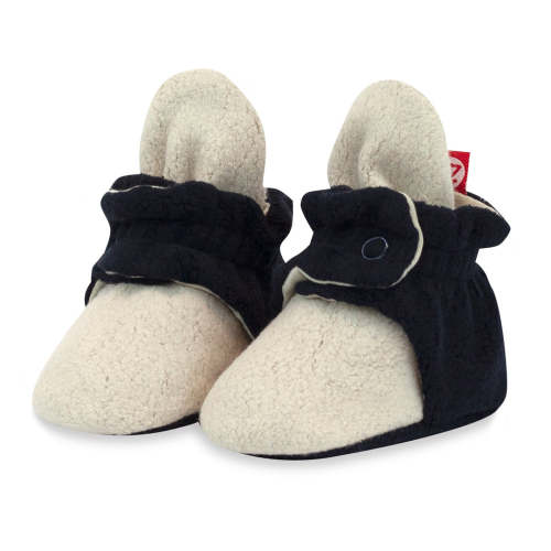 Zutano Cozie Fleece Stay-On Baby Bootie Slipper - Khaki/Black