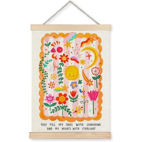 JINYO Nursery Wall Decor, Boho Sun Sunshine Nursery Wall Art Poster, Boho Nursery Decor, Boho Kids Room Decor, Wildflower Inspirational Wall Art for Kids Baby Children Toddler Room Nursery, 12x16 Inches