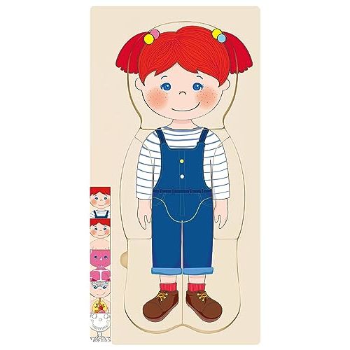 MoinKidz Wooden My Body Puzzle for Toddlers & Kids, Girls Montessori Anatomy Puzzle Kid Play Set, Preschool Game Learning Human Body Skeleton Toys for Kids Ages 3-5