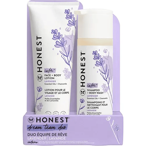 The Honest Company 2-in-1 Cleansing Shampoo + Body Wash and Face + Body Lotion Bundle | Gentle for Baby | Naturally Derived | Lavender Calm, 18.5 fl oz
