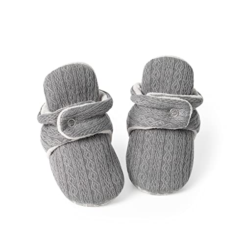 KIDSUN Infant Baby Boy Girl Cozy Fleece Bootie Newborn Stay On Slipper Winter Warm Gripper Non-Slip Crib Shoes