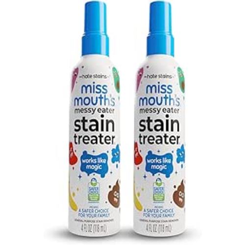 Miss Mouth's Messy Eater Stain Treater Spray - 4oz 2 Pack Stain Remover - Newborn & Baby Essentials - No Dry Cleaning Food, Grease, Coffee Off Laundry, Underwear, Fabric