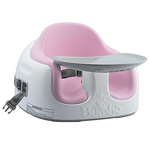 Bumbo 3-in-1 Multi-Seat for 6 to 36 Months, Travel Baby Feeding & Play Floor Seat, All-in-One Portable Booster with Tray & Toddler High Chair, Cradle Pink