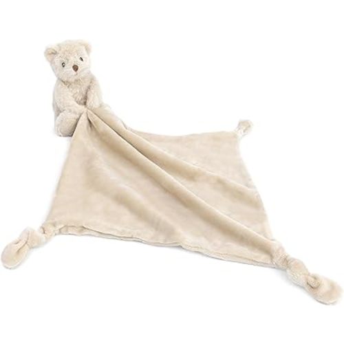 MON AMI Huggie The Bear Plush Lovey for Babies | 13.5-Inch Soft Knotted Security Blanket | Plush Snuggle Toy with Teddy Bear Head | Perfect Newborn Essential for Birthdays & Baby Showers