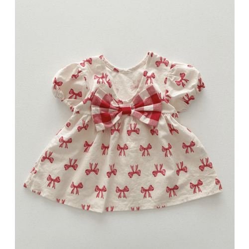 Baby/Toddler Aosta SS25 Big Bow Puff Sleeve Flare Dress (3m-5y) - Ivory | AT NOON STORE