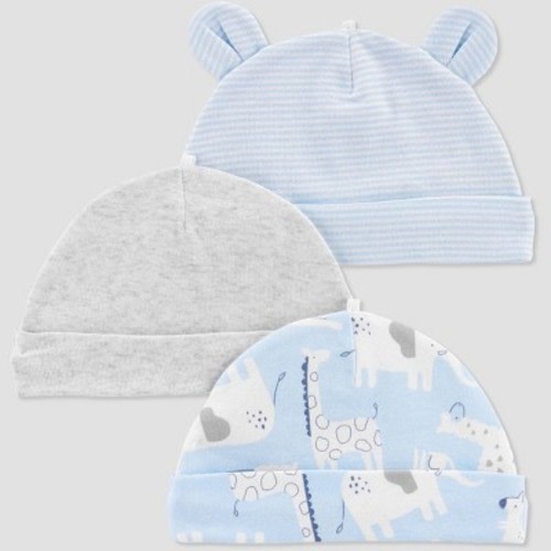 Baby Boys' 3pk Caps - Just One You® made by carter's Sky Blue Osfm