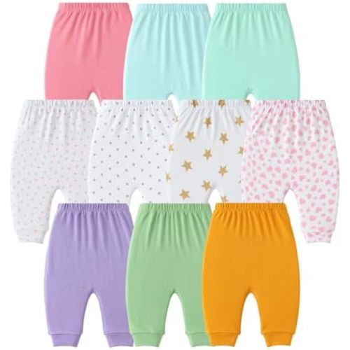 Hakochia Baby Pants for Boys & Girls: 100% Cotton, Soft, Comfy, Ample Diaper Room 0-36 Months