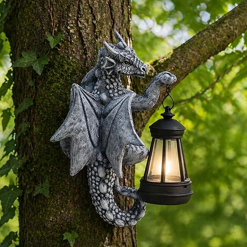 Dragon Tree Hugger Garden Decor - 9.3 Inch Garden Statues Lawn Ornaments for Outside Balcony Yard Art Outdoor,Garden Gifts for Women,Mom,Grandma
