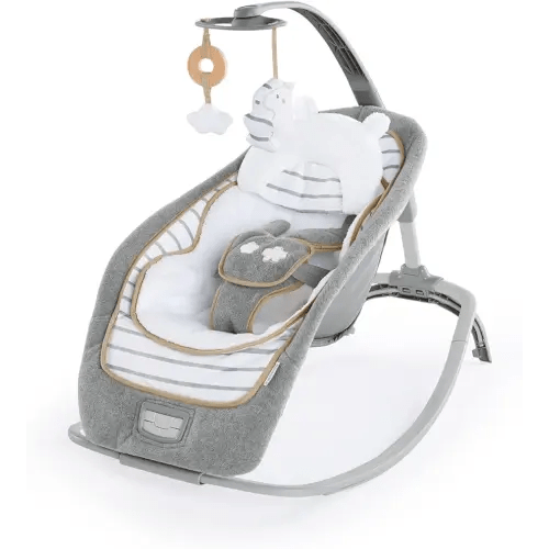 Ingenuity Boutique Collection Plush Modern Baby Rocker & Stationary Seat with Vibrations, Easy Fold, 0-30 Months Up to 40 lbs (Bella Teddy)