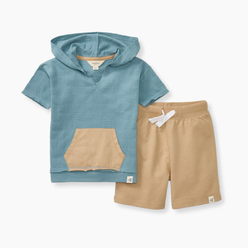 Burt's Bees Baby Organic Cotton Dotted Jacquard Set - Blue Jacquard, 0-3 M