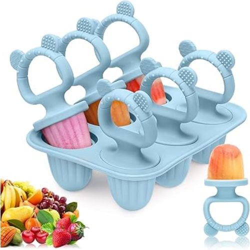 Silicone Baby Popsicle Molds with Sticks, Mini Popsicles Molds for Babies Breastmilk Popsicle Molds for Teething Relief, Frozen Treats Maker Popsicle Maker Ice Pop Mold for Toddlers Kids(Blue)