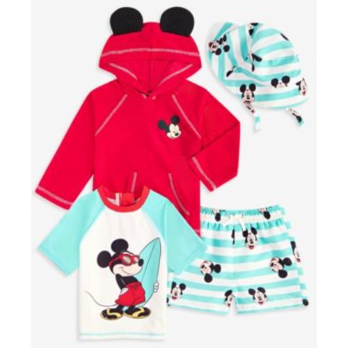 Baby Boy 4-Pc. Mickey Rash Guard Shirts, Swim Trunks, Hat & Hooded Coverup Set