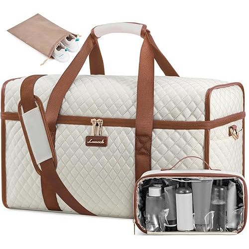 LOVEVOOK Travel Duffle Bag, Weekender Bags For Women, Carry On Duffel Bags For Airplanes, Overnight Bag With Toiletry Bag, Hospital Bag for Labor and Delivery, Yoga Gym Bag with Wet Pocket, 3Pcs Set