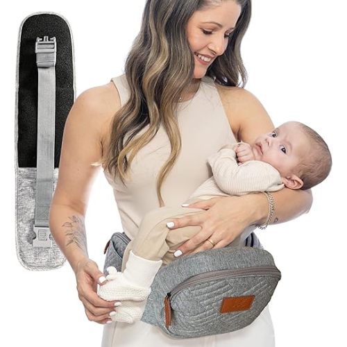 Baby Hip Seat Carrier Toddler – Ergonomic and Adjustable Baby Carrier Newborn to Toddler with Hip Seat – Belt Extender Included, Perfect for Plus Size Parents. Travel and Baby Essentials