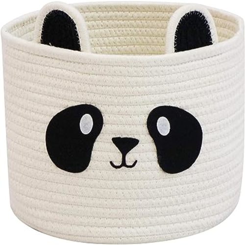 T&T Homewares Small Cute Panda Bear Basket for Kids Room Decor, Baby Shower, Baby Diaper Organizer, Baby Laundry Baskets, Woodland Nursery Decor, Kids Room Organizer, Dog Cat Toy Basket