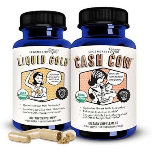 Legendairy Milk Liquid Gold + Cash Cow, Lactation Supplement for Milk Supply Increase and Enhance Prolactin Release - Lactation Support for Breast Milk Production