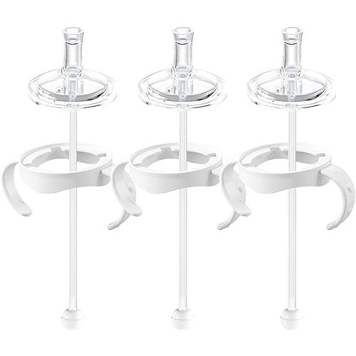 Sippy Cup Conversion Kit for Philips Avent Natural Baby Bottles, Soft Straw top and Weighted Sippy Cup Transition Kit with Handles for Kids, Pack of 3