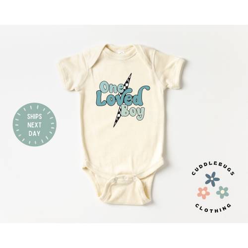 One Loved Boy Baby Onesies® Bodysuit - Retro Baby Boy Bodysuit - Natural Baby Bodysuit - Baby Shower Gift - New Baby Boy - Baby Boy Clothes