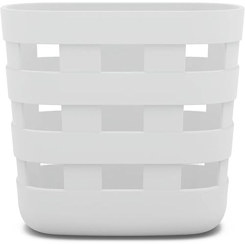 Lalo Bath Time Storage Bin - Keep Items Organized & Dry with Non-Toxic Plastic, Easy Cleanup, Removable Drying Bin, Woven Baby Organizer, Secure Wall Attachment, 9 x 5.5 x 8.5 in - Coconut