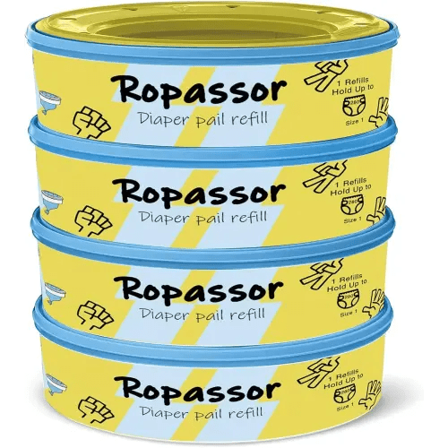 Diaper Pail Refill Bags for Munchkin Step Diaper PailGenie & Complete/Expressions (1120count) 4 Packs, 7-Layer Odor-Absorbing, Disposable Diaper Poop Bags, Baby essentials