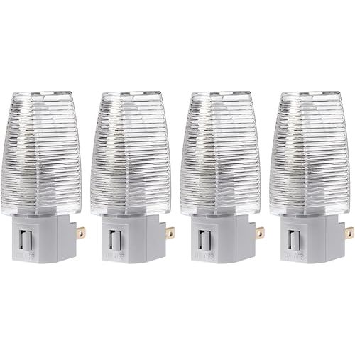 Plug in Night Light with Manual On/Off Switch for Hallway, Kid’s Bedroom, Stairways – Includes 4W Incandescent Bulb | 4 Pack