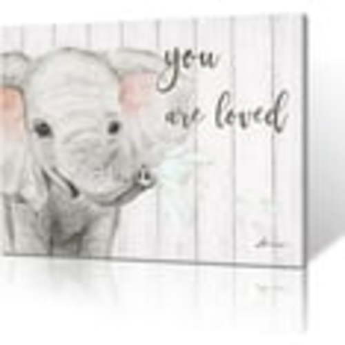 ADALE Elephant Nursery Canvas Wall Art: Blush Pink and Grey Baby Elephant Wall Art Prints "You Are Loved" Inspirational Quote Poster Cute Animal Picture for Baby Kids Room Decor Framed 8x12 Inch