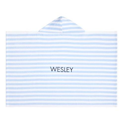 Mini Stripe Baby Beach Hooded Towel  , Light Blue