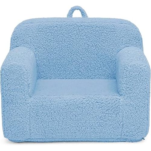 Delta Children Sherpa Cozee Chair - Foam Kids Chair for Ages 18 Months and Up, Powder Blue