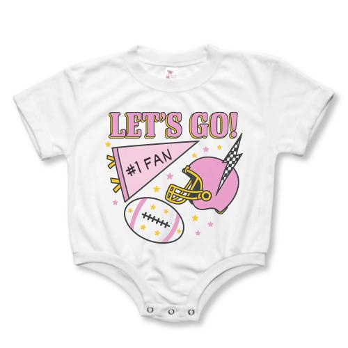 Baby Girl Football Outfit Game Day Bubble Romper Pink Footballs Girls Bodysuit Gameday One Piece Footballs
