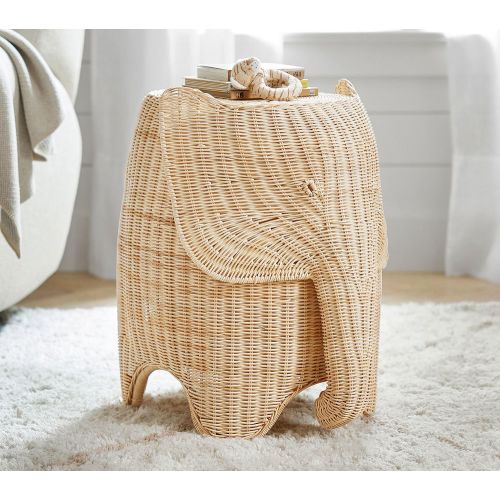 Rattan Elephant Side Table (22")