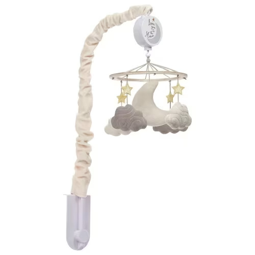 Lambs and Ivy Goodnight Moon Musical Baby Crib Mobile Soother Toy in White, Gray and Copper