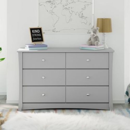 Storkcraft Crescent 6-Drawer Double Dresser - Pebble Gray