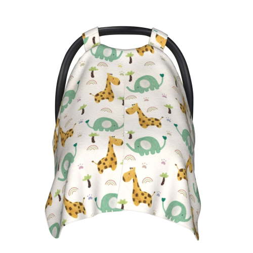 Car Seat Cover Baby - Giraffe And Elephant Breathable Infant Car Seat Cover for Baby Carseat, Lightweight Comfort Baby Essentials Must Haves Newborn Stuff for Girl Boy