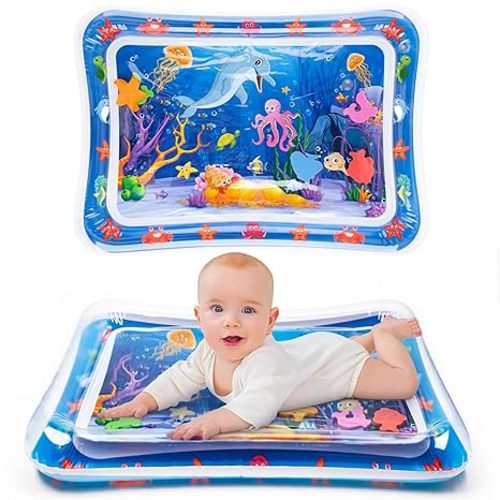 Tummy Time Water Mat丨Inflatable Tummy Time Water Play Mat for Babies, Infants and Toddlers 3 to 12 Months Promote Development Toys Baby Gifts - Blue