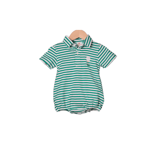 Embroidered Golf Green Stripe Polo Bubble
