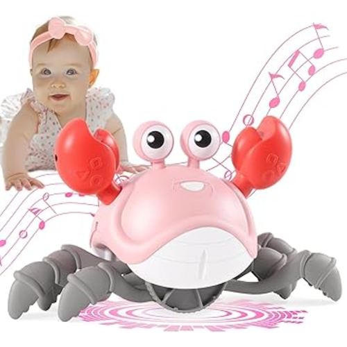 Crawling Crab Baby Toys 3.0, Tummy Time Toys with Music&Speed Control for Babies, Infants Walking Crab Montessori Musical Toys 3 4 5 6 7 8 9 10+ Toddler Boys Girls Birthday Gifts